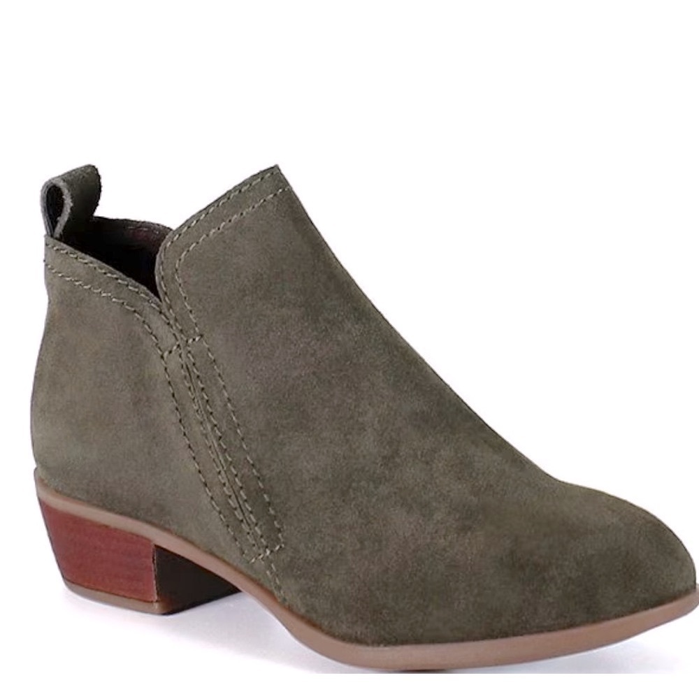 DIBA LAYLA Taupe Suede Leather Side Zip Shoe Bootie Ankle Boot Bootie Western